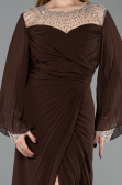 Robe De Soirée Grande Taille Longue Mousseline Brun ABU6182