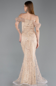 Robe de Soirée Longue Perlé Or ABU6190