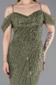 Robe de Soirée Longue Perlé Kaki ABU6190
