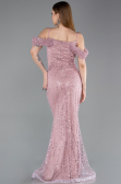 Robe de Soirée Longue Perlé Poudre ABU6190