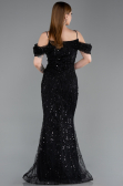 Robe de Soirée Longue Perlé Noir ABU6190