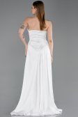 Robe de Soirée Longue Satin Blanc ABU6193