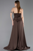 Robe de Soirée Longue Satin Brun ABU6193