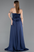 Robe de Soirée Longue Satin Bleu Marine ABU6193