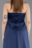 Robe de Soirée Longue Satin Bleu Marine ABU6193
