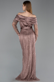 Robe de Soirée Longue Perlé Cuivre ABU6186