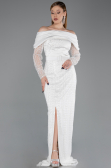 Robe de Soirée Longue Perlé Blanc ABU6186