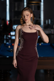 Robe Queue de Poisson Longue Couleur Cerise ABU6168