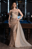 Robe de Soirée Longue Squameuse Or ABU6173