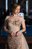 Robe de Soirée Longue Squameuse Or ABU6173
