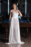 Robe de Soirée Longue Satin Blanc ABU6193