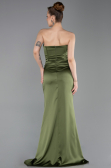 Robe de Soirée Longue Satin Kaki ABU6200