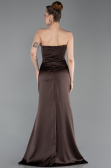 Robe de Soirée Longue Satin Brun ABU6200