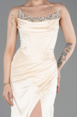 Robe de Soirée Longue Satin Jaune ABU6200