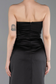 Robe de Soirée Longue Satin Noir ABU6200