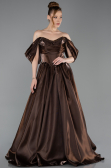 Robe de Soirée Longue Satin Brun ABU6201