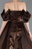 Robe de Soirée Longue Satin Brun ABU6201