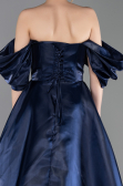 Robe de Soirée Longue Satin Bleu Marine ABU6201