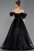 Robe de Soirée Longue Satin Noir ABU6201