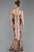 Robe de Soirée Longue Squameuse Cuivre ABU6202