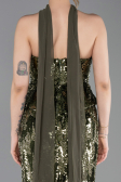 Robe de Soirée Longue Squameuse Kaki ABU6202