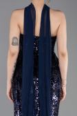 Robe de Soirée Longue Squameuse Bleu Marine ABU6202
