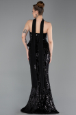 Robe de Soirée Longue Squameuse Noir ABU6202