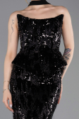 Robe de Soirée Longue Squameuse Noir ABU6202