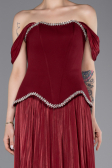 Robe de Soirée Longue Mousseline Rouge Bordeaux ABU6203