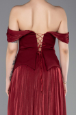 Robe de Soirée Longue Mousseline Rouge Bordeaux ABU6203