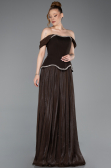 Robe de Soirée Longue Mousseline Brun ABU6203