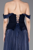 Robe de Soirée Longue Mousseline Bleu Marine ABU6203
