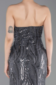 Robe de Soirée Longue Perlé Anthracite ABU6205