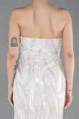 Robe de Soirée Longue Perlé Blanc ABU6205