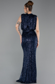 Robe de Soirée Longue Squameuse Bleu Marine ABU2752