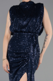 Robe de Soirée Longue Squameuse Bleu Marine ABU2752