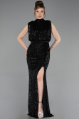 Robe de Soirée Longue Squameuse Noir ABU2752