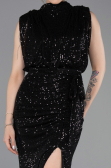 Robe de Soirée Longue Squameuse Noir ABU2752