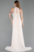 Robe de Soirée Longue Perlé Beige ABU6236