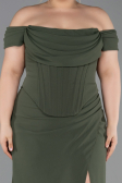 Robe De Graduation Grande Taille Longue Kaki ABU6246