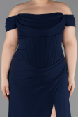 Robe De Graduation Grande Taille Longue Bleu Marine ABU6246