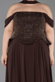Robe Grande Taille Longue Mousseline Brun ABU6247