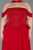 Robe Grande Taille Longue Mousseline Rouge ABU6247