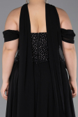 Robe Grande Taille Longue Mousseline Noir ABU6247