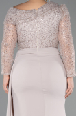Robe Grande Taille Longue Beige ABU6213