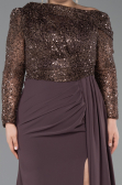 Robe Grande Taille Longue Brun ABU6213