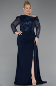 Robe Grande Taille Longue Bleu Marine ABU6213