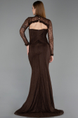 Robe de Soirée Longue Dantelle Brun ABU6207
