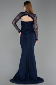 Robe de Soirée Longue Dantelle Bleu Marine ABU6207
