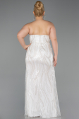Robe de Soirée Grande Taille Longue Perlé Blanc ABU6206